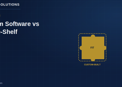Custom software solutions illustrated as a perfectly fitting puzzle piece next to generic standard software boxes